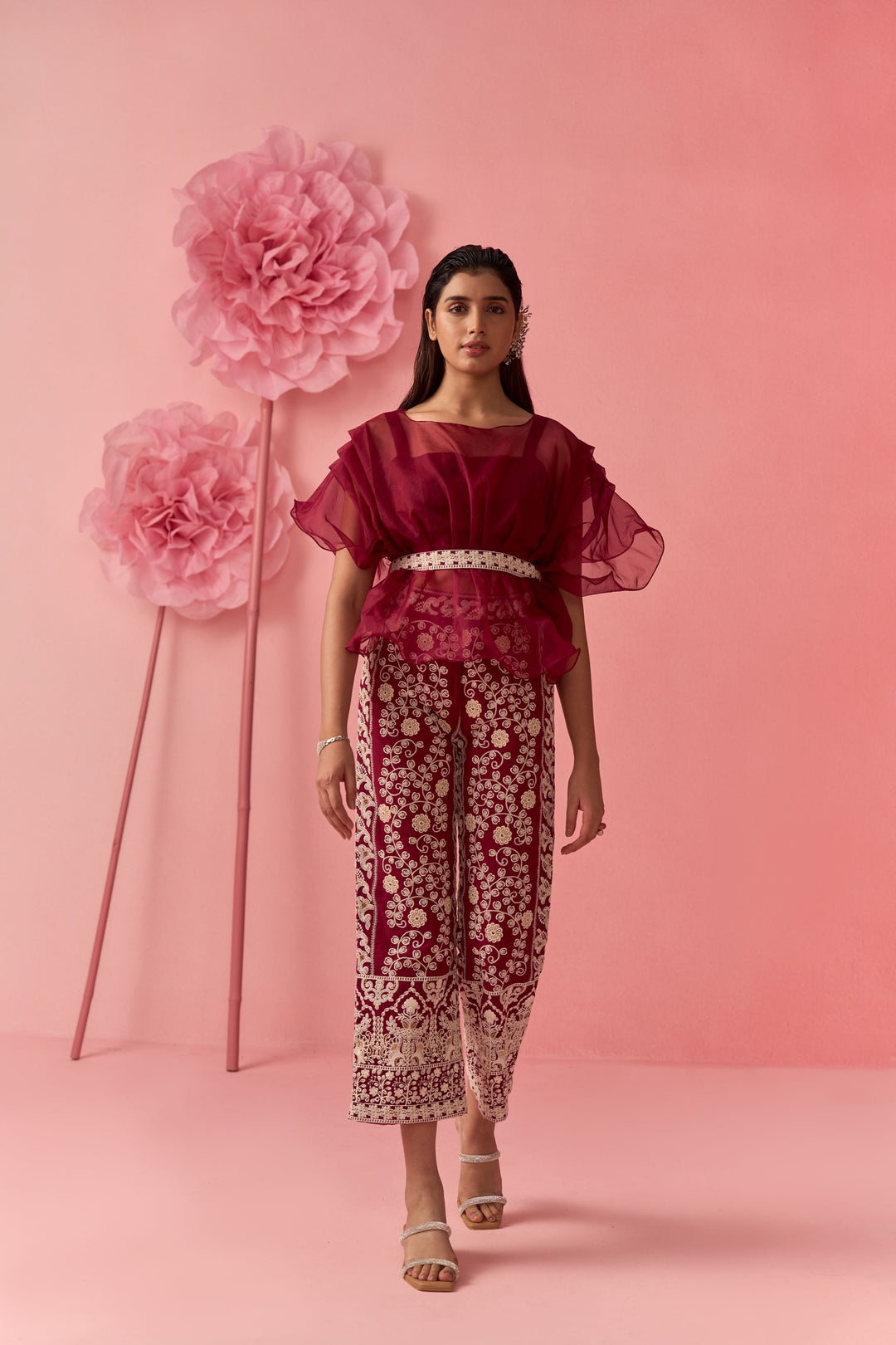Deep Red organza Top