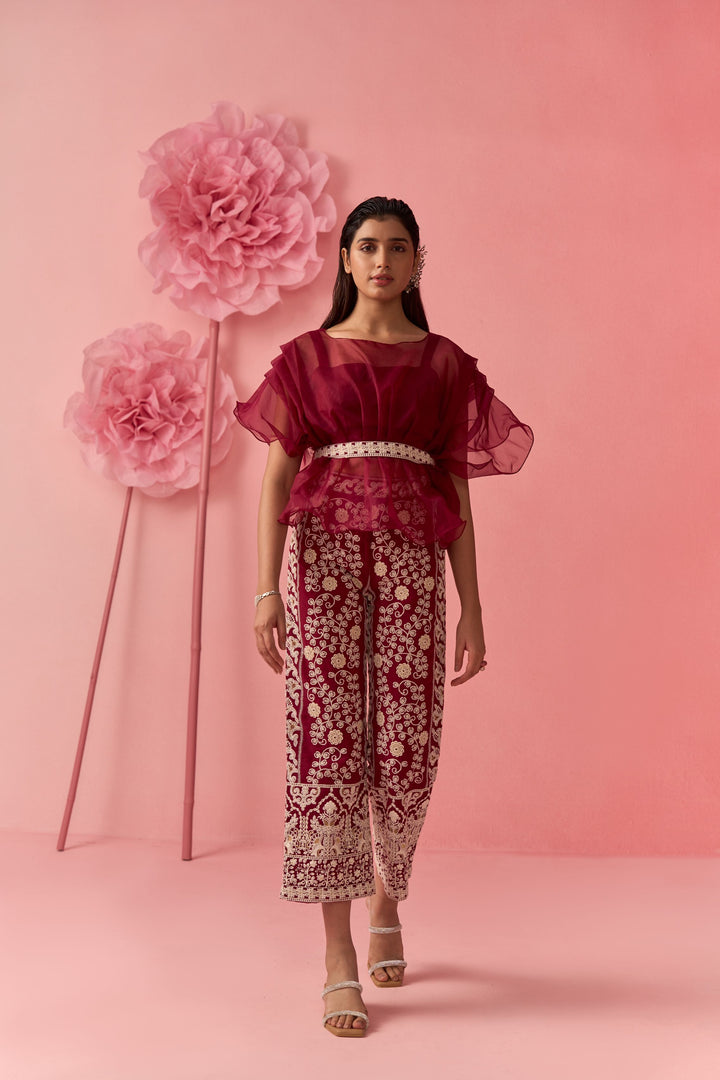 Deep Red organza Top