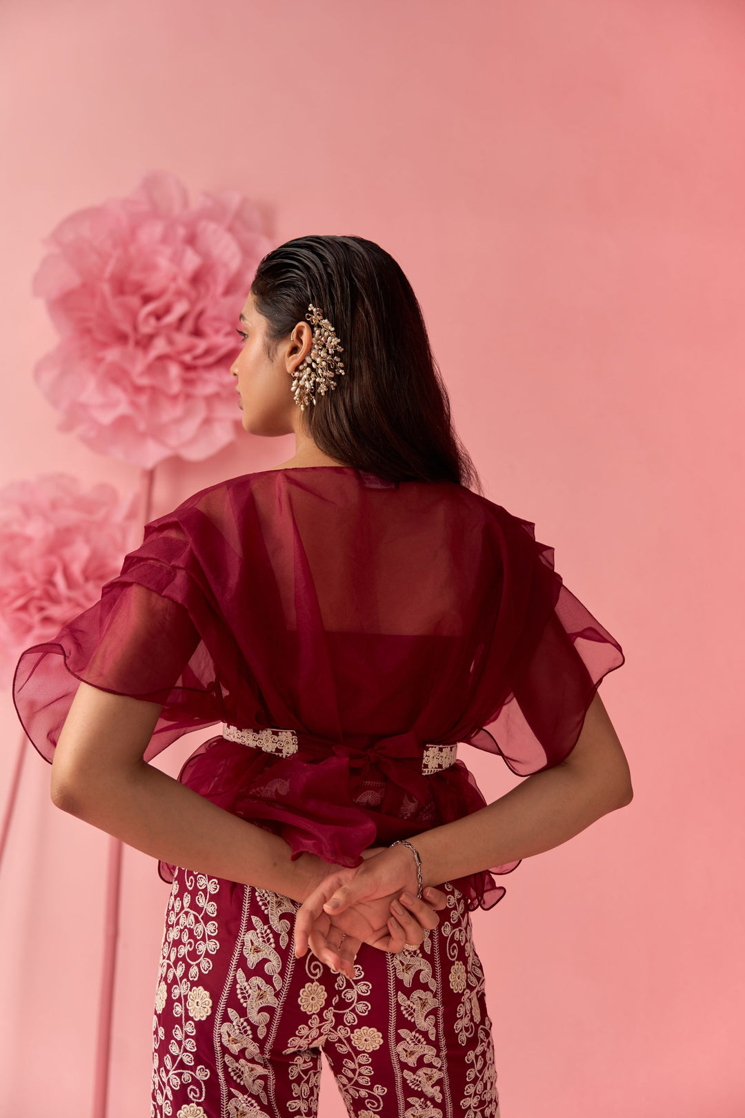 Deep Red organza Top