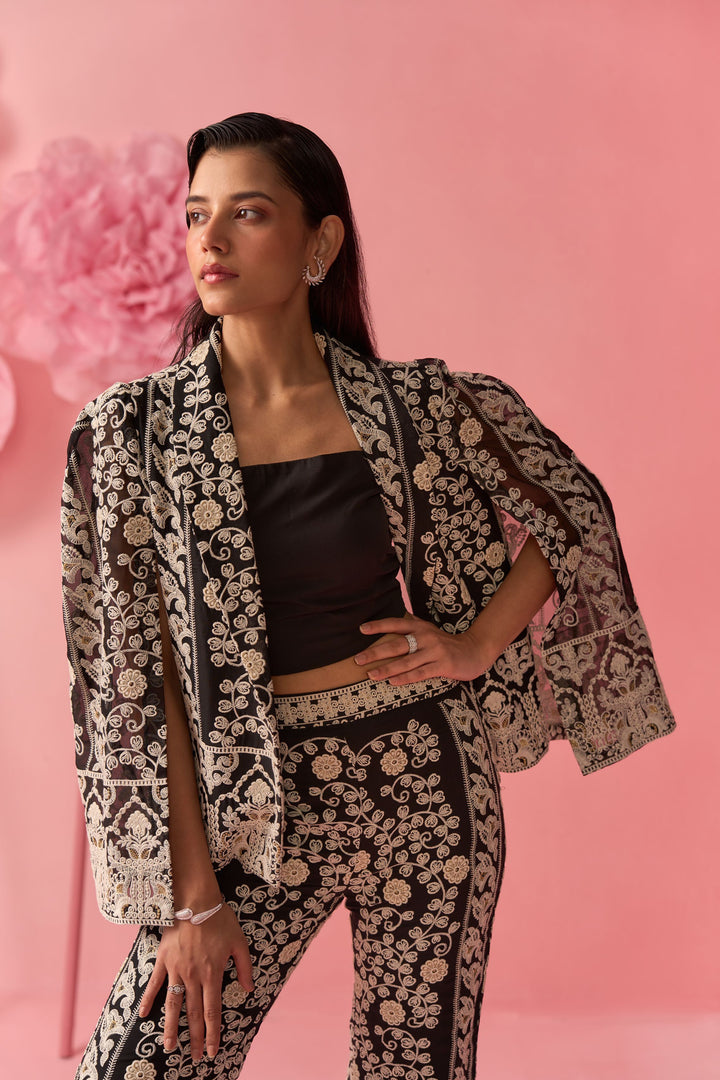 Black Embroidered Cape