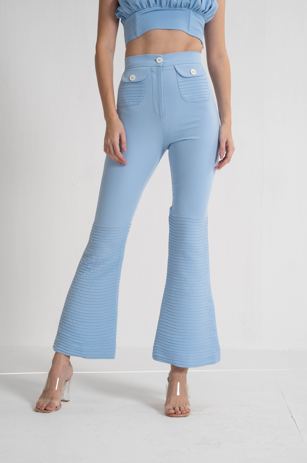 Powder Blue Pintucks Pants