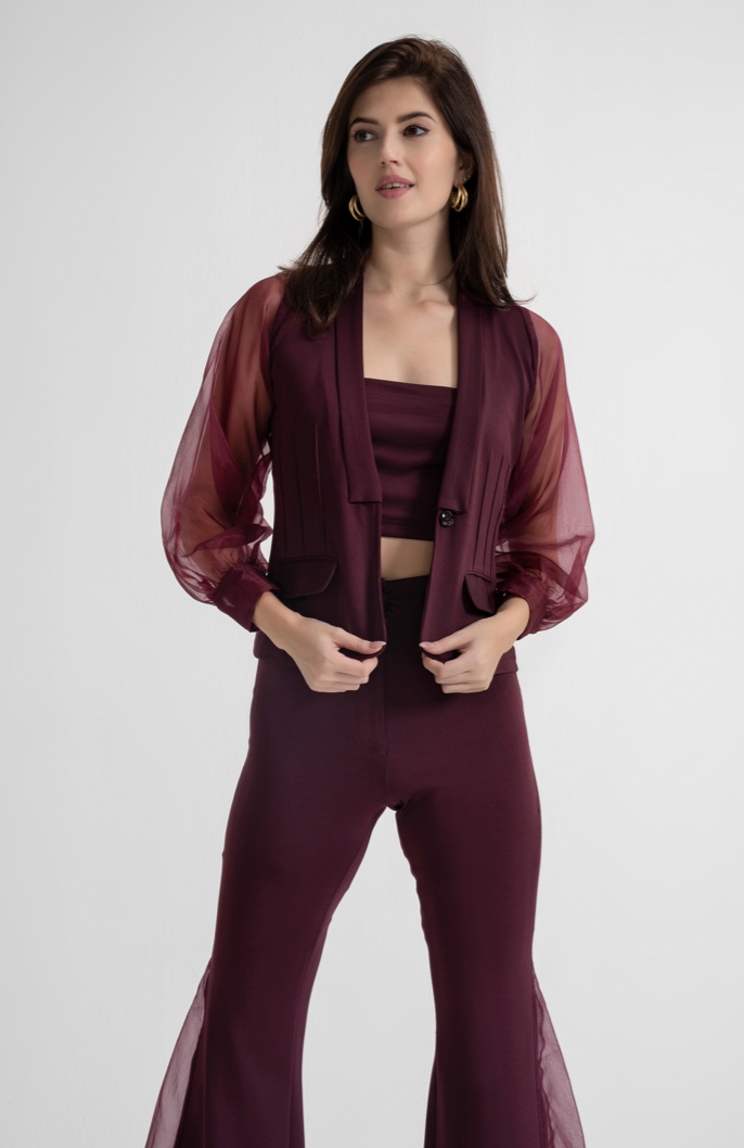 Three piece Wine Jacket Coord