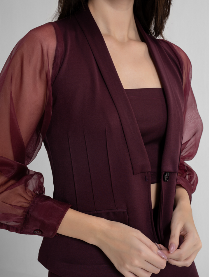 Three piece Wine Jacket Coord