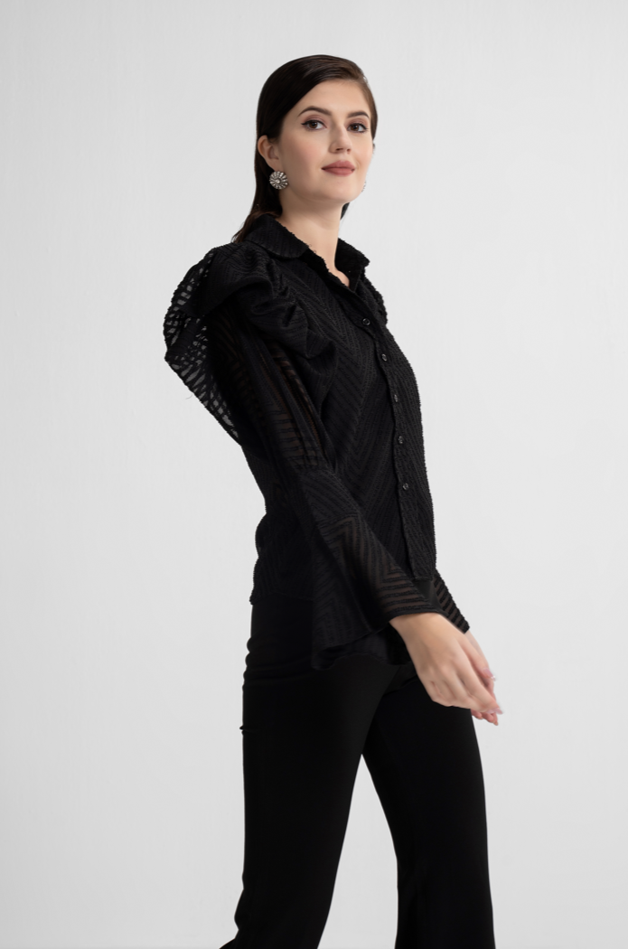 Textured Puff Sleeve Top