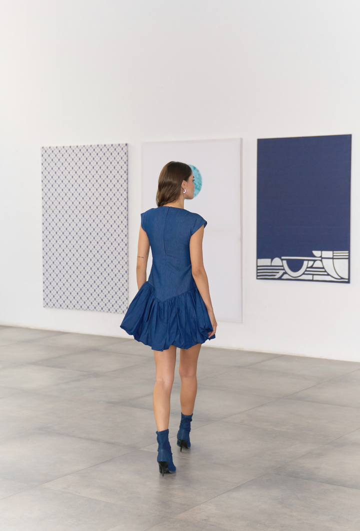 PATCHWORK EDIT BALLOON DRESS