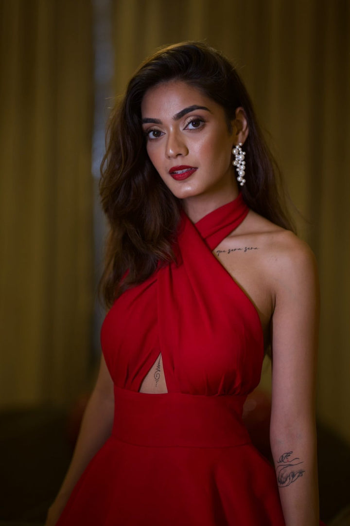 Isani Mitra in Fall in love halter frill dress