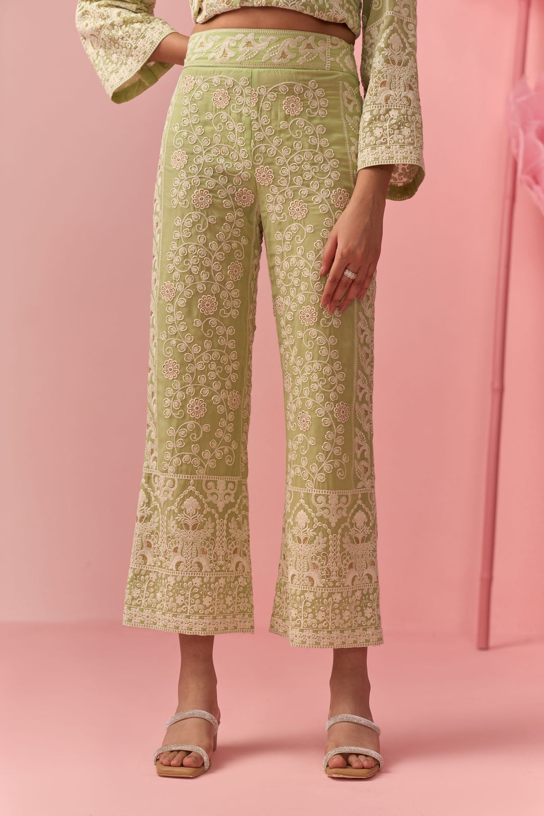 Light Green Embroidered Pants
