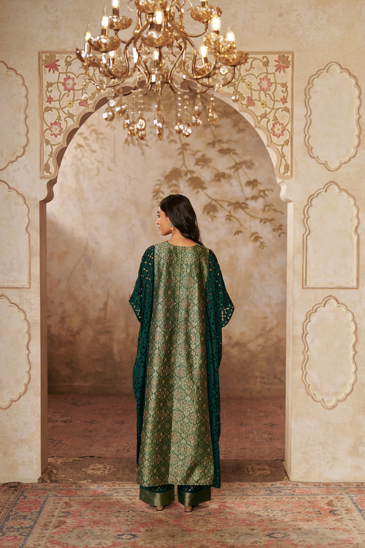 Ornate Green Cape Ensemble CO-ORD