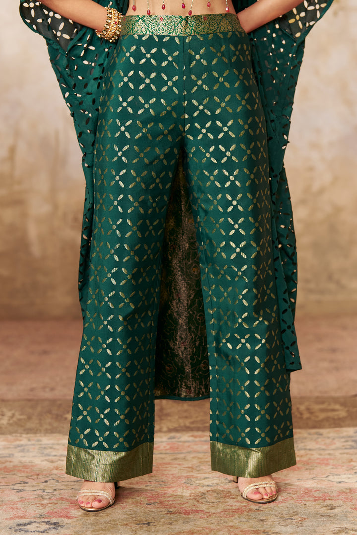 Ornate Green Cape Ensemble CO-ORD