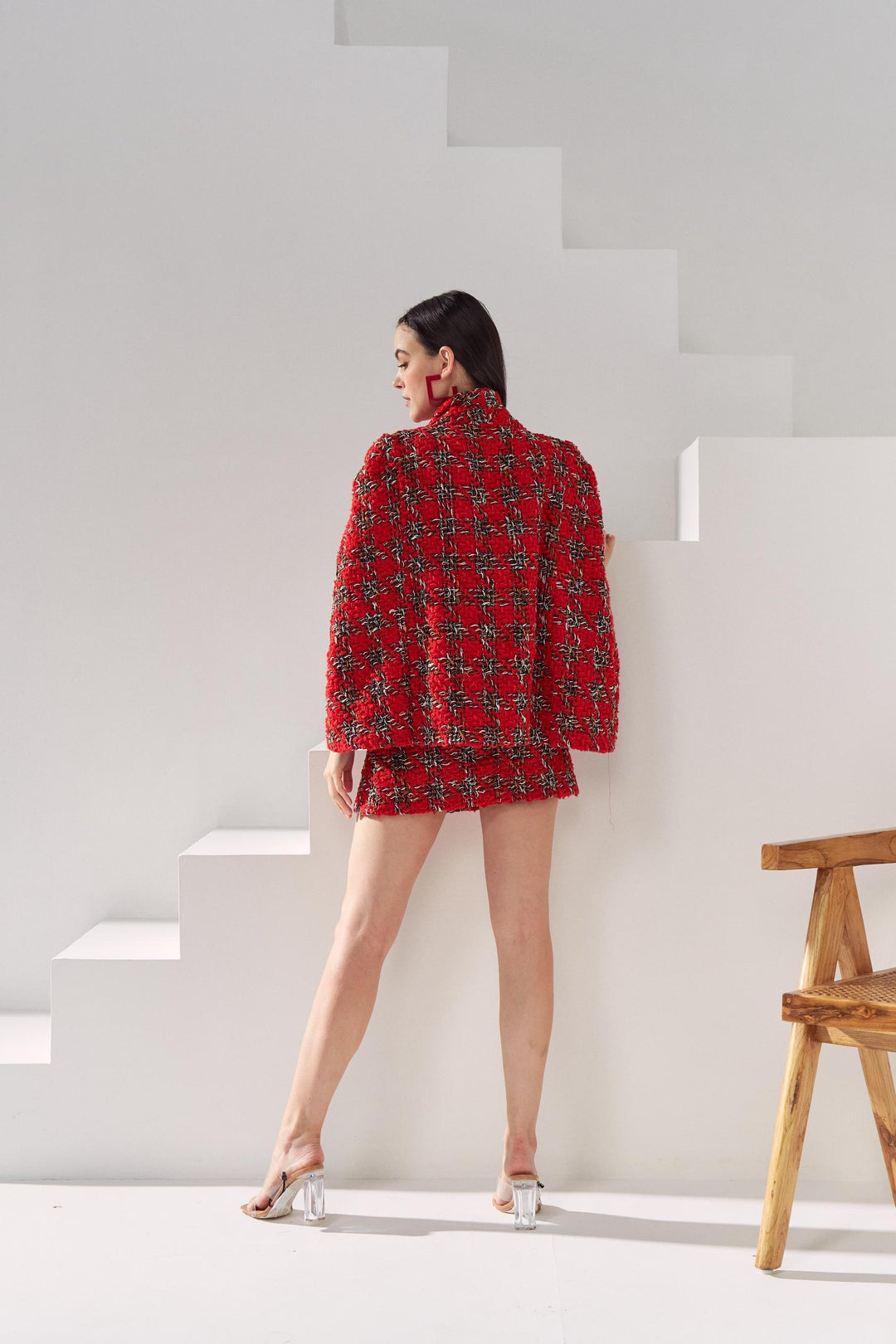 Red tweed cape coord