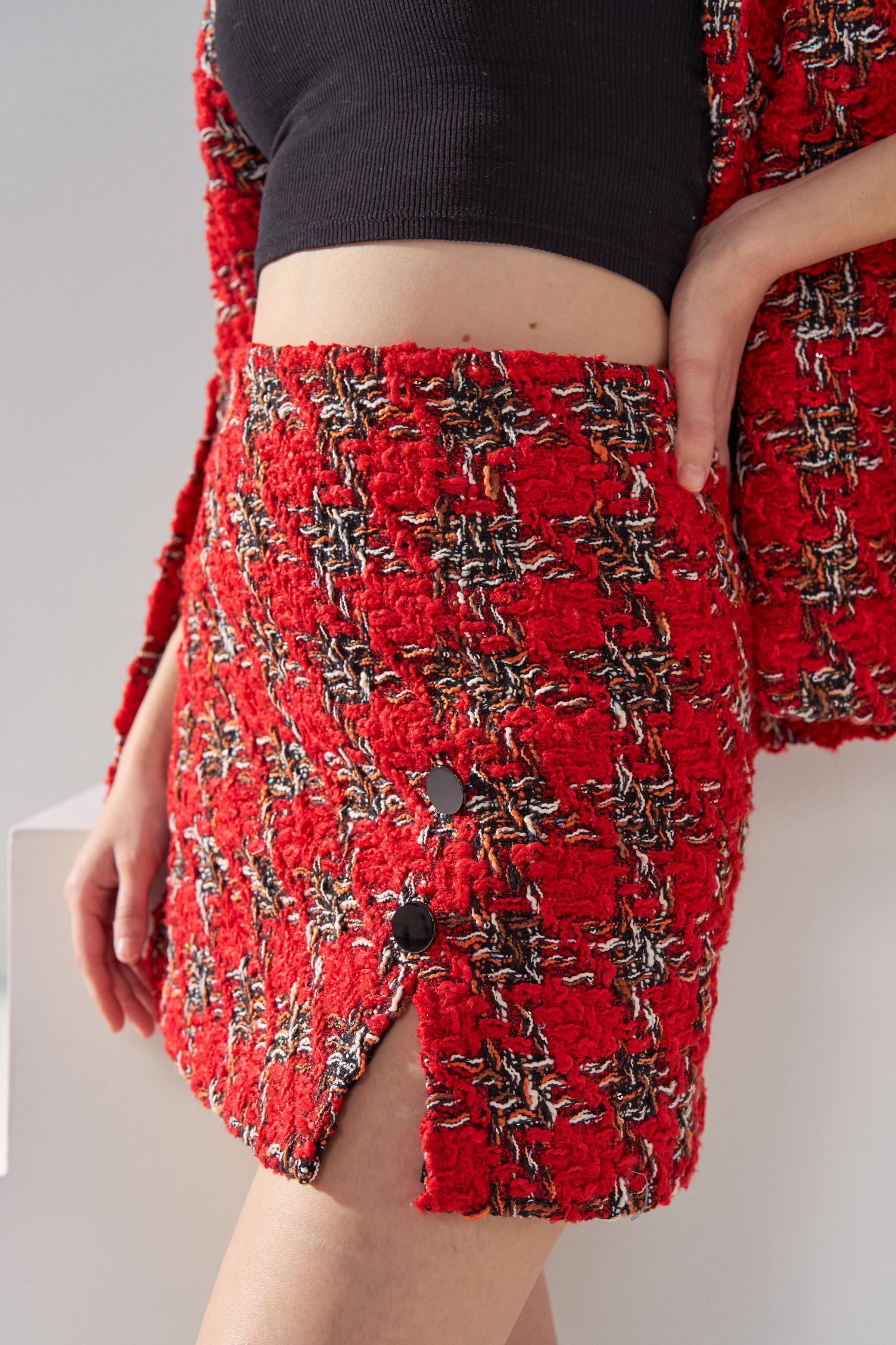 Tweed clearance skirt red