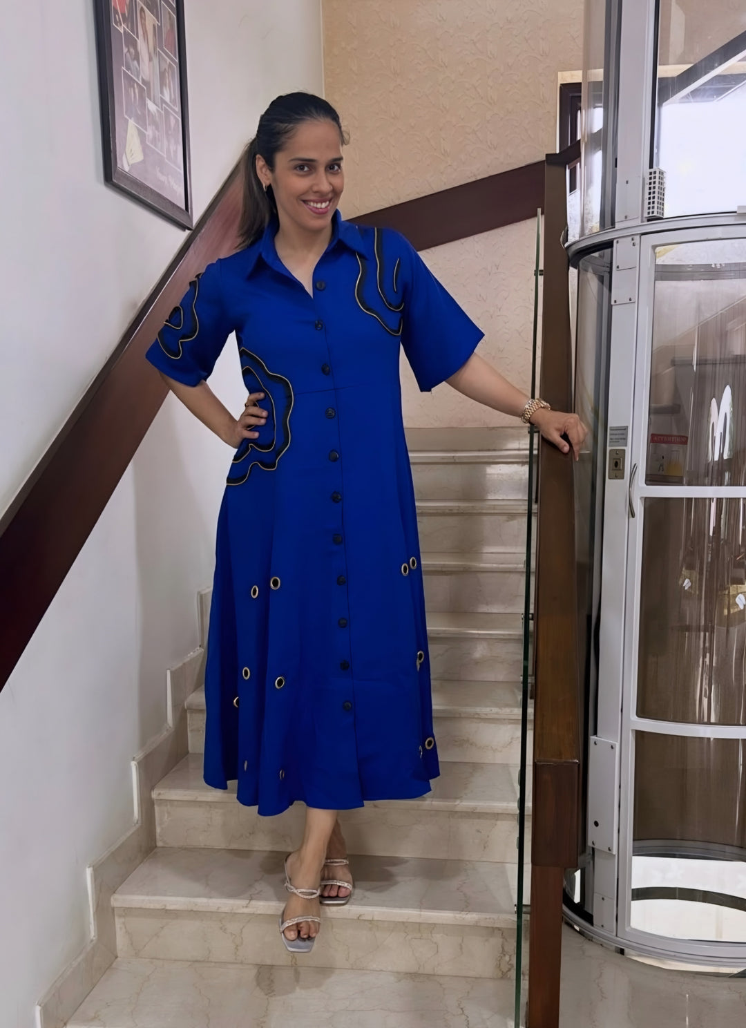 SAINA NEHWAL IN LAILA BLUE DRESS
