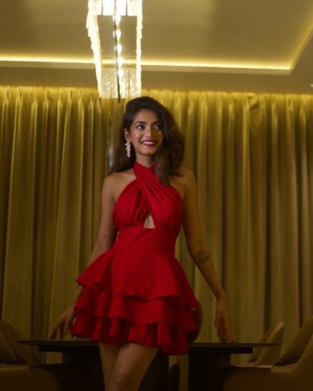 Isani Mitra in Fall in love halter frill dress