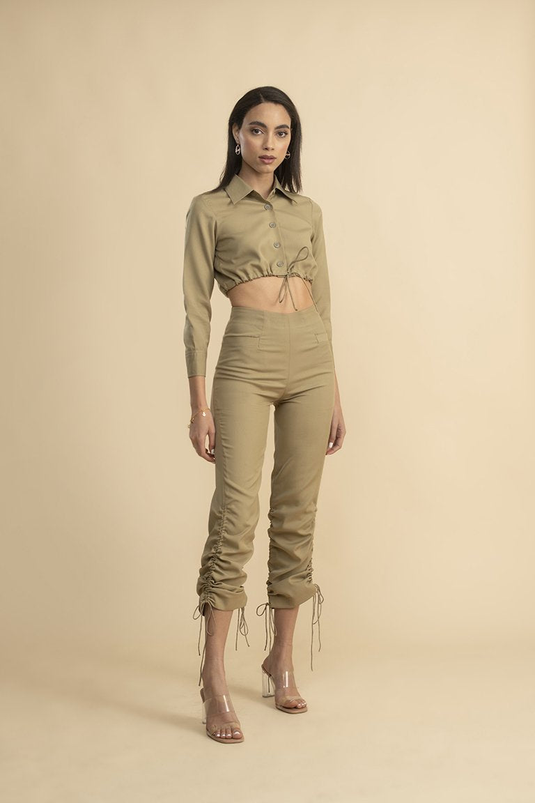 Comm Classic Draw string Co-ord Beige