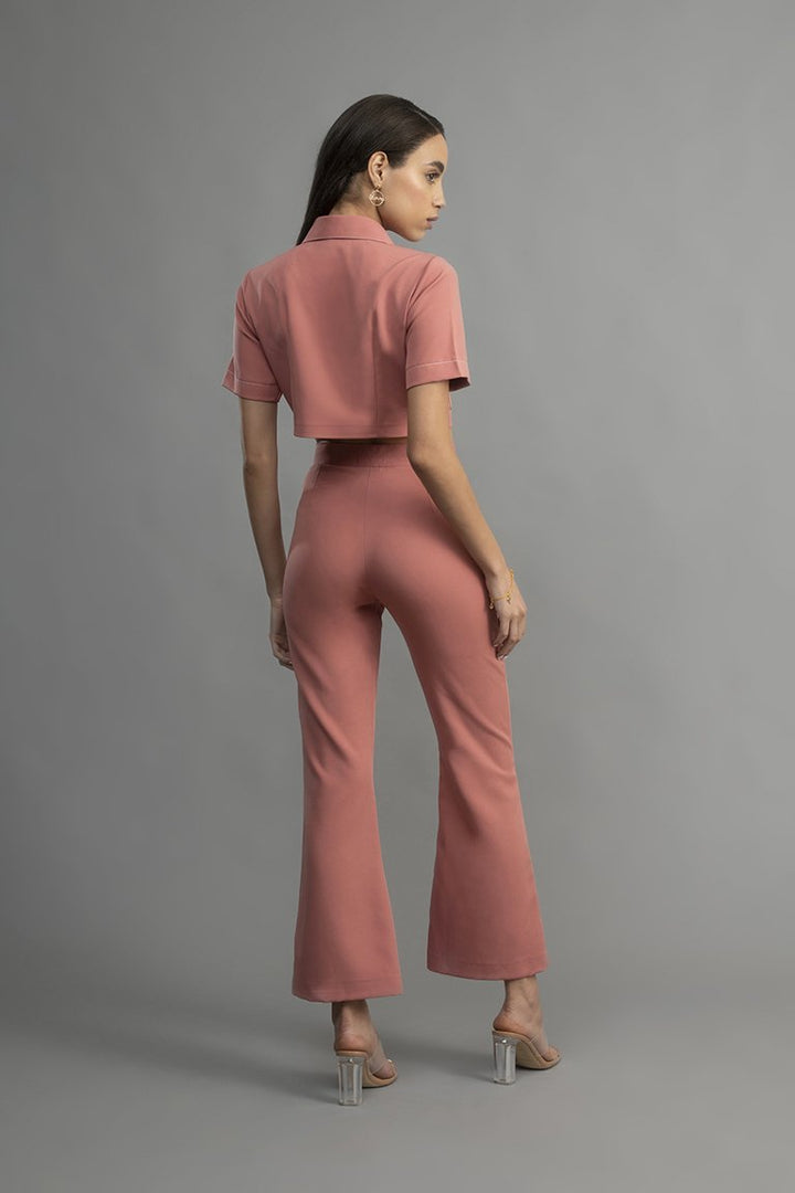 Pink Contrast Stitching Co-Ord