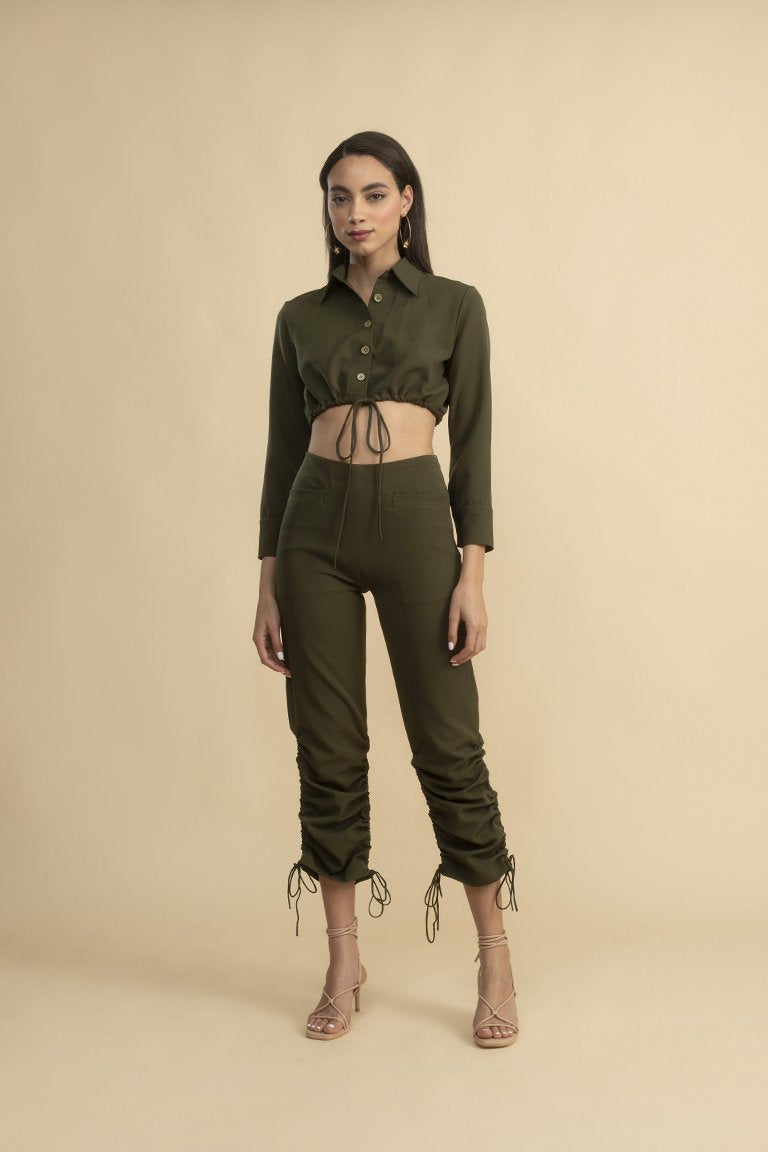 Comm Classic Drawstring Top Olive Green