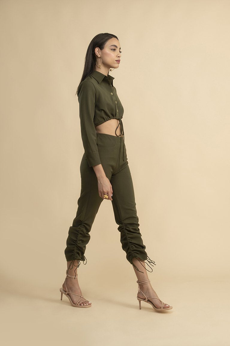 Comm Classic Drawstring Top Olive Green