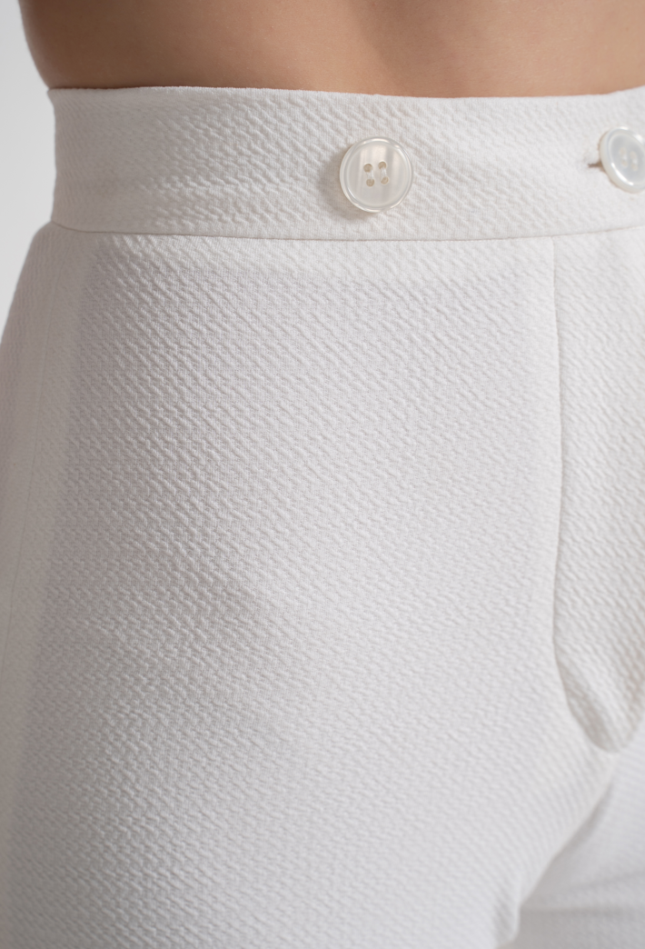 White Textured Pants