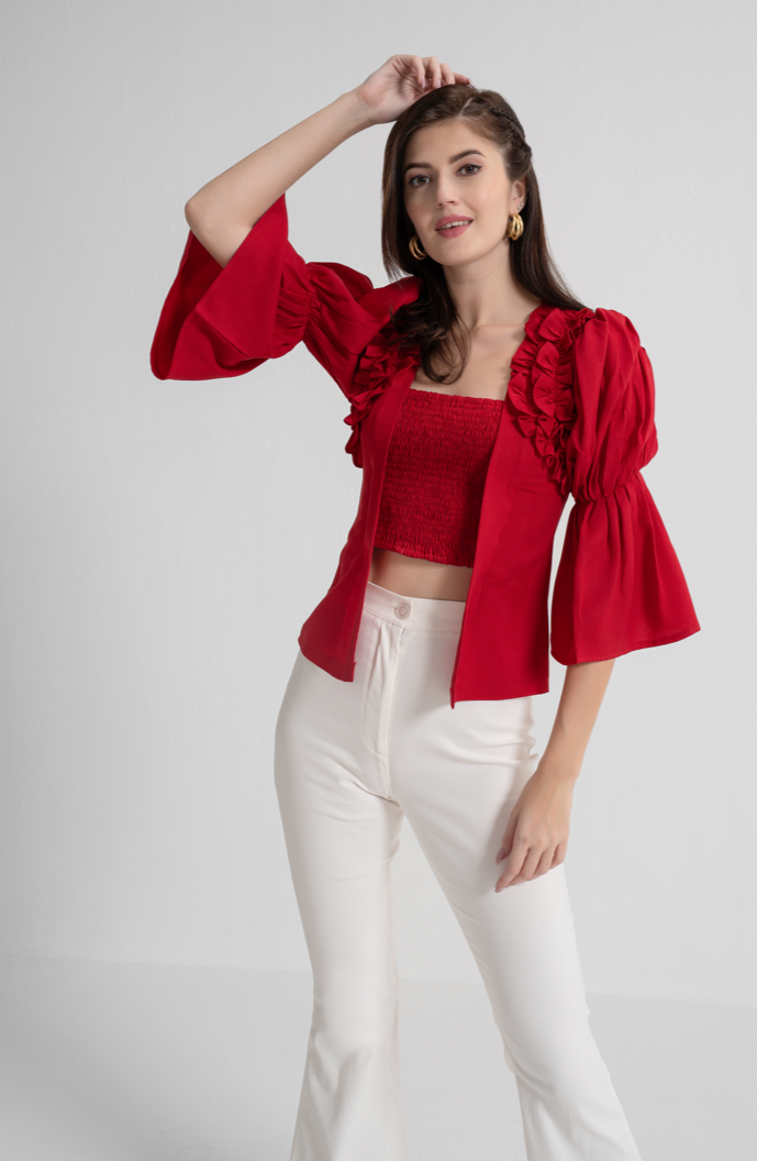 Fall in Love Red Frill Top
